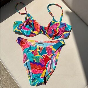 Vintage Jag 90s Neon Pattern Bikini